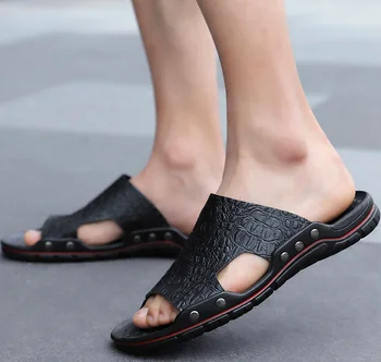Muži Papuče Kožené Letné Plážové Sandále Pohodlie Ležérne Topánky Móda Mužov Hot Predávať Veľké Veľkosť