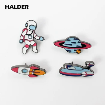BR0007 HALDER Vesmíru Astronaut Pin Sondy, Rakety, Planéty Brošne Vesmíru Odznak Preklopke Kolíky Oblečenie Cartoon Módne Šperky