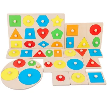 Montessori Drevené Geometrické Tvary a Zoraď Puzzle Predškolského Vzdelávania Matematika Hračka Vzdelávacie Hra pre Batoľa, Dieťa Nad 3 Roky