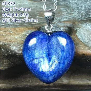 Prírodné Modré Kyanite Crystal Prívesok Šperky Pre Ženy, Mužov Uzdravenie Darom Lásky 17x4mm Korálky Srdce Drahokam Strieborné Reťaze AAAAA