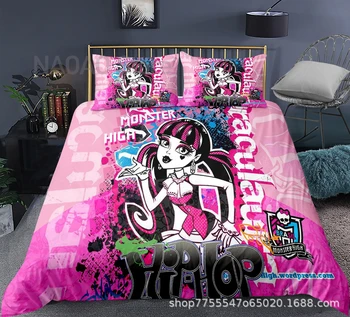 Spoločnosť Monster High posteľná bielizeň Nastaviť Jeden Twin Plný Kráľovná King Size Anime Posteľ Nastaviť Aldult Dieťa Spálňa Duvetcover Sady 3D Tlač 014