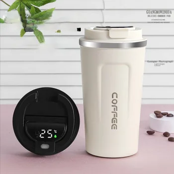 380ml 510ml Smart Fľašu Termosky na Kávu LED Zobrazenie Teploty Tepelnej Hrnček Izolované Páčkové taza termica garrafa copo