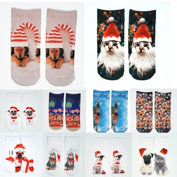 2022 Nový Rok 3D Prient Vianočné Ponožky Funny Snowman Pes, Mačka Zvierat Ponožky Žena Ponožky Vianočný Darček Roztomilý Kawaii Zábavné Ponožky