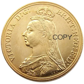 UK 1887 5 Libier Striebra/pozlátená Kópia Mince