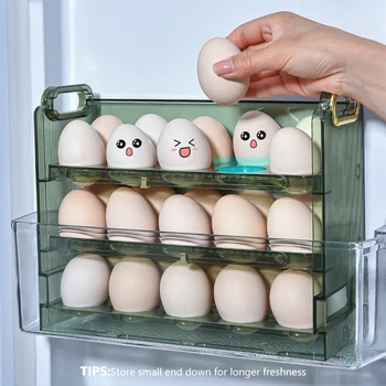 Transparentné Vajcia Úložný Box Chladnička Čerstvé Vajcia Dokončovacie Zariadenia Pribrala Veľkú Kapacitu Vajcia Držiak Na Kuchynské Príslušenstvo