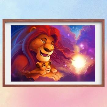 Disney Karikatúry Diamond Maľovanie Lion King 5D DIY Diamond Výšivky Zvierat Kamienkami Obrázok Kolo Vŕtať Mozaiky Domova