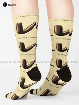 To Nie Je Rúre René Magritte Ponožky Dámske Čierne Zábava Ponožky Streetwear Osobné Vlastné Unisex Dospelých Dospievajúcu Mládež Ponožky