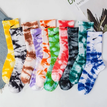 Tie-dye Ponožky Európskej a Americkej Ulici Iny Hip-hop Príliv Značky Pár Ponožky V Skúmavke Športové Bavlnené Ponožky Pančuchy