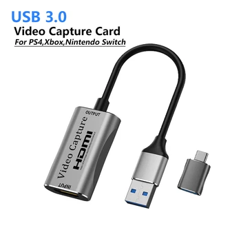 Digitalizačné Karty, USB 3.0, HDMI kompatibilné s USB C Fotoaparát Nahrávanie Streaming Grabber, Záznamník pre PS3 4 Xbox Nintendo Prepínač