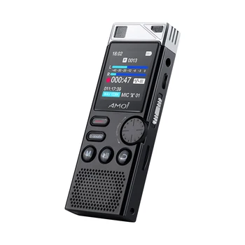 Amoi A80 Profesionálne hlasový záznam HD zníženie hluku hlasom aktivovaný Duálny mikrofón záznamník lossless AUDIO prehrávač obchodných stretnutí,