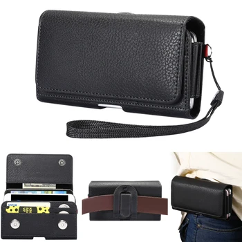 Muž Pás Pack Dvojvrstvové Pás Taška pre iPhone 12 11 X Telefón, Peňaženka peňaženku Závesu PU Kožené puzdro pre Huawei pre Xiao Samsung