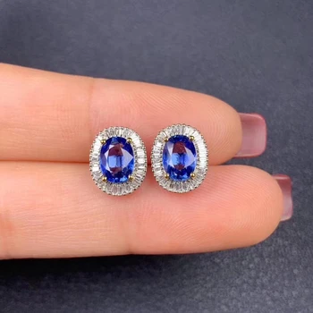 nové blue sapphire drahokam stud náušnice ženy šperky nádherné prírodné gem dobré modrá farba 925 strieborný ornament darček k narodeninám