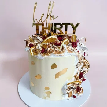 Dobrý deň Tridsať Happy Birthday Cake Vňaťou Zlato Akryl Číslo 30 Akryl Cupcake Vňaťou pre 30th Birthday Party Cake Dekorácie