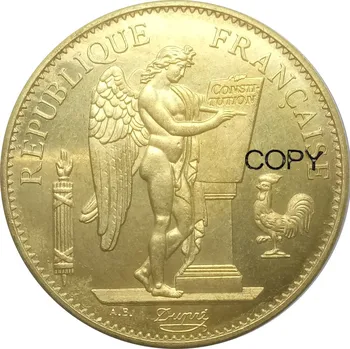Francúzsko Zlato 1894 V Paríži 100 Frankov Lucky Angel Mosadze, Kov Kópie Mincí