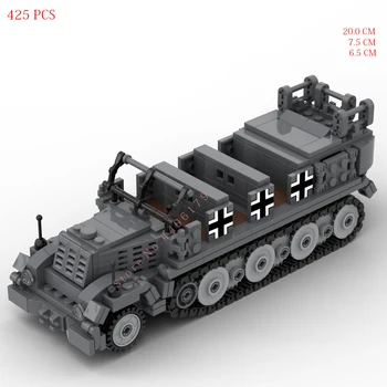 horúce ww2 vojenské nemeckej Armády sdkfz 7 Zvláštne motorové vozidlo Lightning vojny zbraň zariadenia Stavebné Bloky model tehly hračky darček