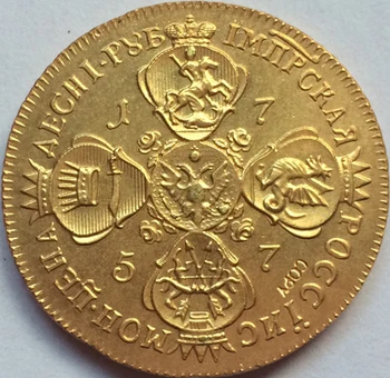 24 K zlatom ruskej Mince 1757 kópiu 30 mm