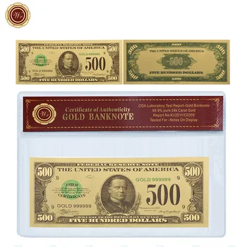 WR 500 Dolár USA Falošné Peniaze Americký 24K zlatou Fóliou Bankovka s PVC Rám Prop Peniaze Jedinečné Dary, Zbierky Umeleckých Remesiel