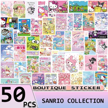 50PCS Hello Kitty Kuromi Moje Melódie, Plagáty, Nálepky na Notebook, Počítač Účet Gitara Mobile Papiernictvo Nepremokavé Obtlačky