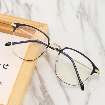 2021 Nové unisex námestie mnohouholník okuliare pre mužov, ženy kovový rám okuliarov obyčajný okuliare Nearsighted Okuliare Okuliare -1.0 -2.5 -2