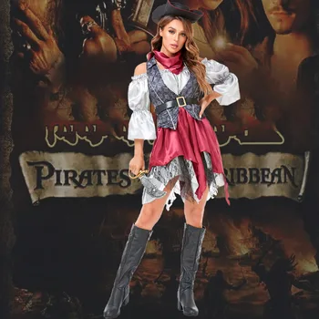 2022 Nové Ženské Piráti Karibiku Kapitán Cosplay Kostým Halloween pre Ženy Uniformy Karneval Party Kostýmy Efektné Šaty
