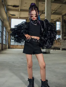 ZZL K-pop Scéne Oblečenie Cool Fashion Dievčatá Oblečenie Dráhy Zobraziť Výkon Čierne Šaty Y2K Kórea Trend Jazz Dance Mestskej Deti