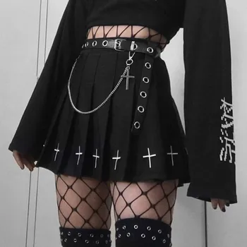 Ženy,&/39;s Vysokým Pásom Gotický Punk Mini Sukne Dámske cez Model Mini Skladaná Sukňa Tmavý Štýl Klubu Strany Streetwear Cosplay