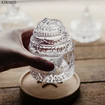 Európsky Štýl Plastický Krištáľové Sklo Jar Transparentné Mini Šperky Skladovanie nádoba s Vekom Malé Objekty Náhrdelník Krúžok Úložný Box