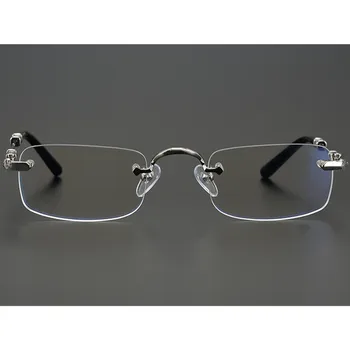 LUX Retro Vintage Obdĺžnikový bez obrúčok Rám Titanium Ultralight Unisex Punk Plano Glasses52-23-139 na Predpis