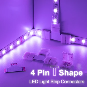 LED Svetelné Pásy Solderless Konektor pre Príslušenstvo 4pin 10 mm Široký T/L/X Typ Rohu Konektor Vhodný Pre SMD 3528/5050 RGB RGBW