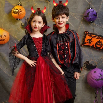 Halloween Kostým Pre Dievčatá, Baby Boy Upír Princezná Šaty Scarlet Witch Diabol Ghost Oblečenie Upír Plášť Kostým Detský Cosplay