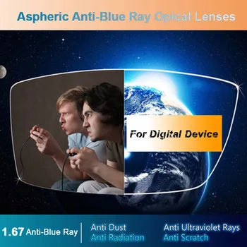 1.67 Anti-Blue Ray Jednej Vízie Mužov a Žien Optické Šošovky na Predpis Korekciu Zraku, Šošovky pre Digitálne Zariadenia,