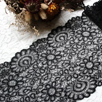1m bielej/čiernej elastickej čipky Stuhou Textílie DIY Odev, Príslušenstvo na Šitie Čipkou Trim francúzsky duté bielizeň Textílie