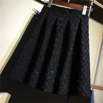 Dámske Basic Tvárny Horela Bežné Mini Korčuliarov Sukne sequin sukne Jeseň zima všetky zhodou Čierne Krátke Sukne