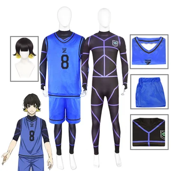 Anime Blue Lock Cosplay Kostým Bachira Meguru maillot nohy Futbal uniforme Oblečenie, Dresy