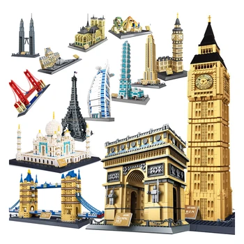 WanGe mesto kompatibilné Architektúry Taj Mahal Londýn, Paríž, mesto most stavebné bloky pre deti zhromaždiť tehly hračky 2022