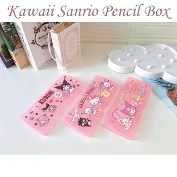 Kawaii Sanrioed Ceruzka Box Cute Kitty Kuromi Moje Melódie Cinnamoroll Komiksu, Anime, Papiernictvo Úložný Box Hračky pre Deti Darček