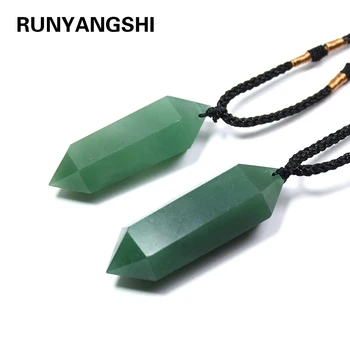 Runyangshi 1pc prírodné zelené aventurine kremeň prívesok hexagon prívesok chrysocolla choker náhrdelník šperky