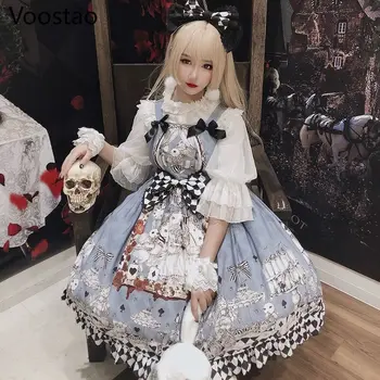Japonský Gothic Lolita Šaty Dievčatá Ročník Slúžka Lolita Šaty Žien Harajuku V Pohode Bez Rukávov Punk Podväzkové Šaty Vestido