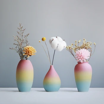 Moderné Rainbow Vytlačí Váza Farebné Keramické Kvetinové Vázy 6 Dizajn Ploche Mini Váza Domov Dekoratívne Vrchol
