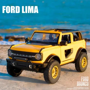1:24 Zliatin Ford Bronco Lima SUV Auto Kovový Model tlmičmi Zvuku a Svetla, Vytiahnuť Späť Auta Pre Deti Hračky Kolekcia