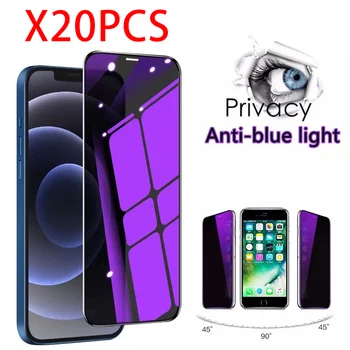 Anti Modré Svetlo Screen Protector Pre Iphone 14 13 12 Pro Max Anti-spy Proti Poškriabaniu 9h Tvrdosť Skla Pre Iphone 7 8 Plus 20pcs
