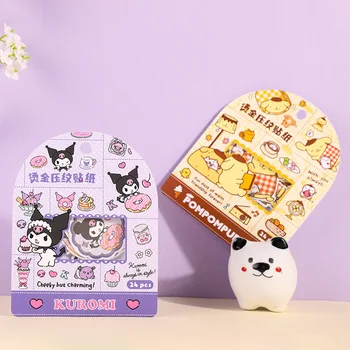 Roztomilý Sanrio Cartoon Nálepky Pack Cinnamoroll Kuromi Moje Melódie Pom Pom Purín Kitty Cat Materiál, Dekoračné Nálepky Pack