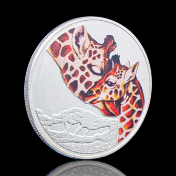 Strieborné Pozlátené Žirafa Matka Lásky, Kráľovná Alžbeta II Tuvalu Zvierat Centov Suvenírov Mince Medaila Zberateľské Mince