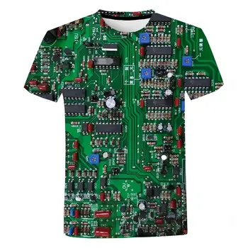 Nový Elektronický Čip 3D T-shirt Počítača CPU Vytlačené Módne Bežné Krátky Rukáv Muži Ženy Harajuku Streetwear Nadrozmerné T Tričko