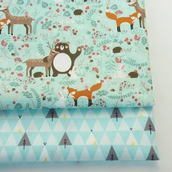 Lesný Líška, Medveď Vianočné Vytlačené Na 100% Bavlnenej Tkaniny Na Výrobu Šiat, Vankúše Deka Šitie Baby Detská Posteľ List Textilné