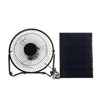 Top Predaj Čierne Solárny Panel Powered +USB 5W kovový Ventilátor 8 cm Chladenie, Vetranie Auto Chladiaci Ventilátor pre Vonkajšie Cestovaní na Rybárske H