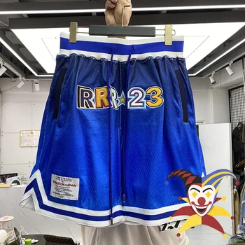 Modrá RRR123 Basketbal Šortky Muži Ženy Vyšívané Logo RRR 123 Board Šortky Priedušná Lýtkové