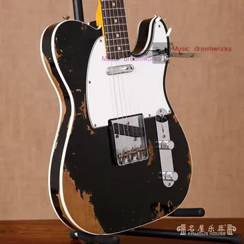Čína Becoda elektrická gitara TL ručné, aby staré gitary , Čiernej a modrej farbe jelša telo môže prispôsobiť logo