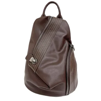 Nové kožené batoh s ženské hlavy vrstva kože batoh na zips, pracka anti-theft cestovná taška