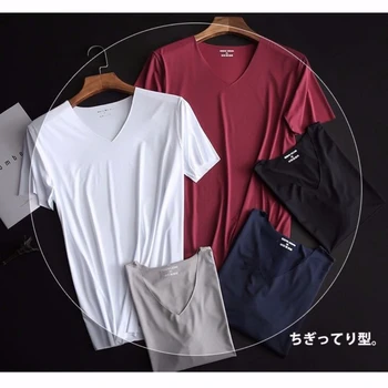 Letné Mužov Sexy Ice Hodváb T-Shirts Pevné Muž Transparentné Quick-dry Kulturistike tvaru, Krátke Rukávy Tenké Tričko Topy 5XL